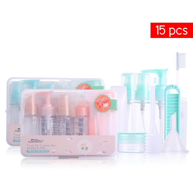 Cosmetic bottle travel kit 15in1 with case Travel Toiletries Kit 1 set isi 15 Tempat Botol Sabun Cair Wadah Kosmetik FREE Case