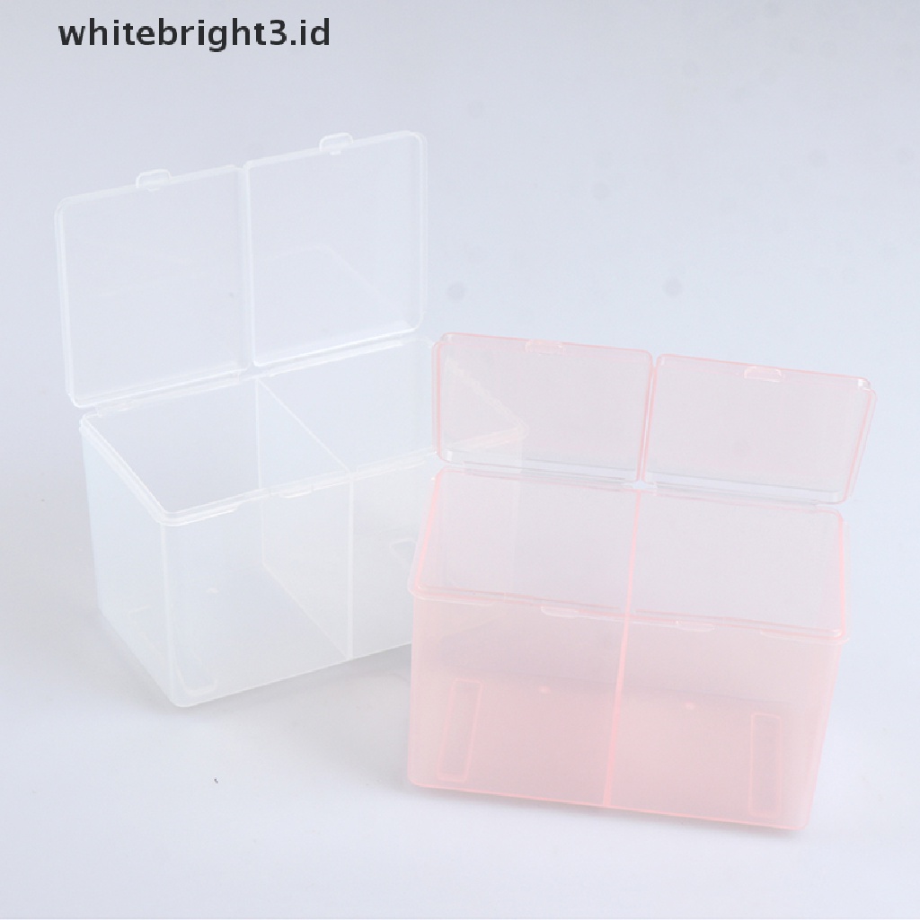 {whitebright3.id} Twin Well Empty Grids Portable Storage Case Wipe Pads Cotton Swab Container ,