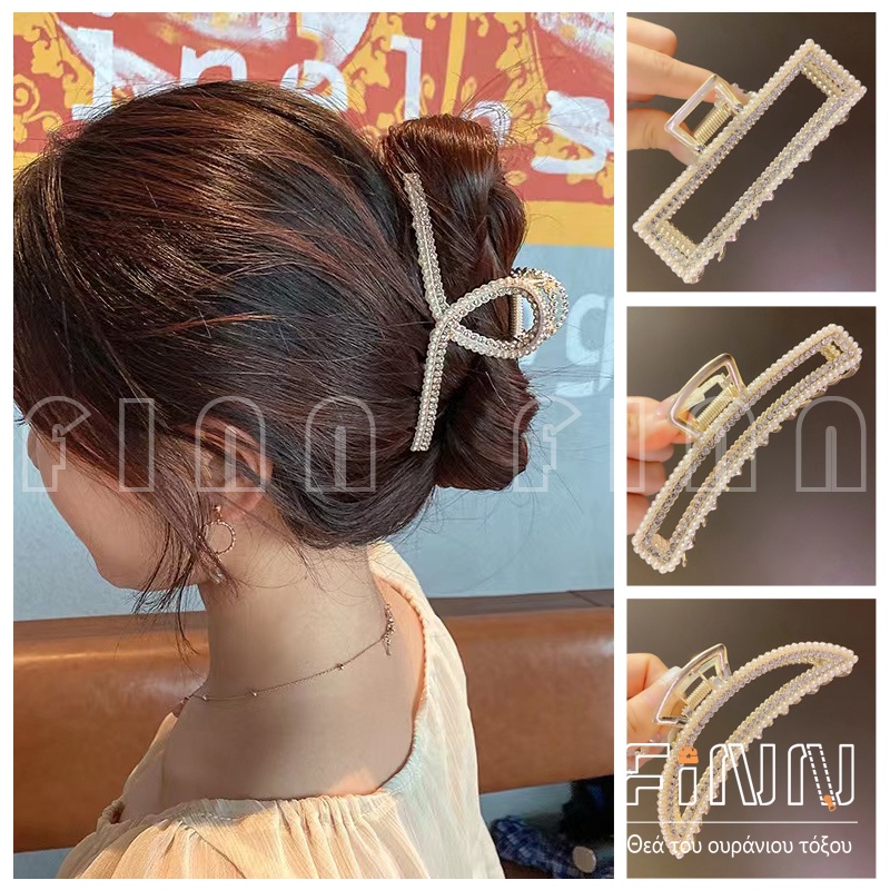 Jepit Rambut  Mutiara Vintage Geometri Bahan Alloy Korean Fashion Import