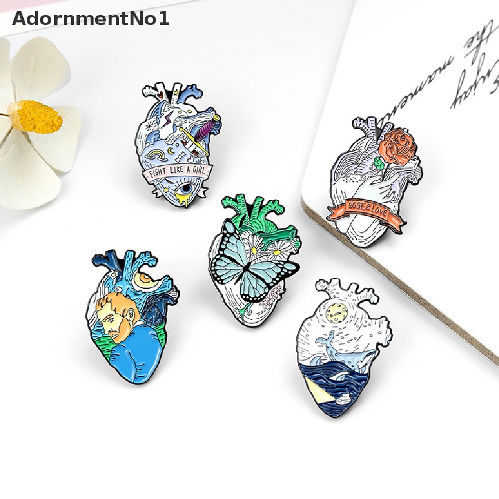 (AdornmentNo1) Bros Pin Enamel Bentuk Kartun Organ Tubuh Anatomi / Jantung / Otak Untuk Aksesoris Wanita