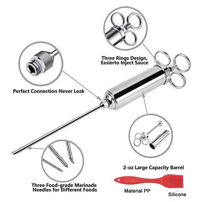 Suntik Injector Dapur Masak Bumbu Daging Kalkun Ayam Stainless Steel