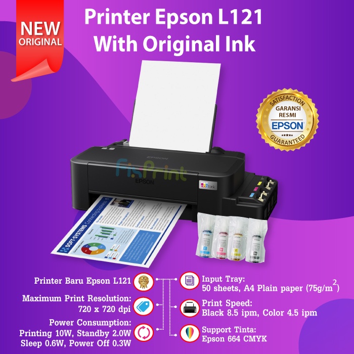 Jual Printer Epson L121 A4 Ink Tank Printer Epson L121 L 121 Pengganti Print Photo L120 Infus 7272