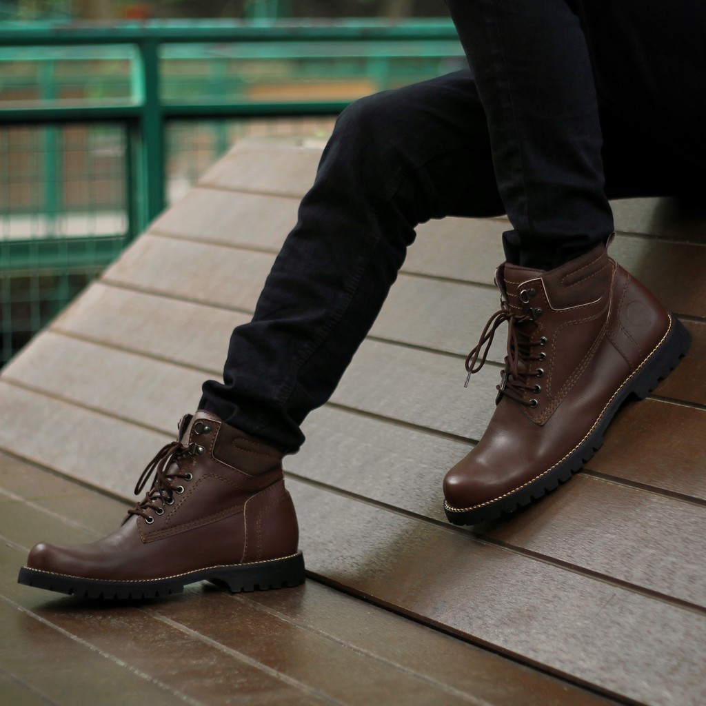 PENTATONIC BROWN |FORIND x Reyl| Sepatu Kulit Asli Safety Boot Vintage Klasik Besi Original Footwear