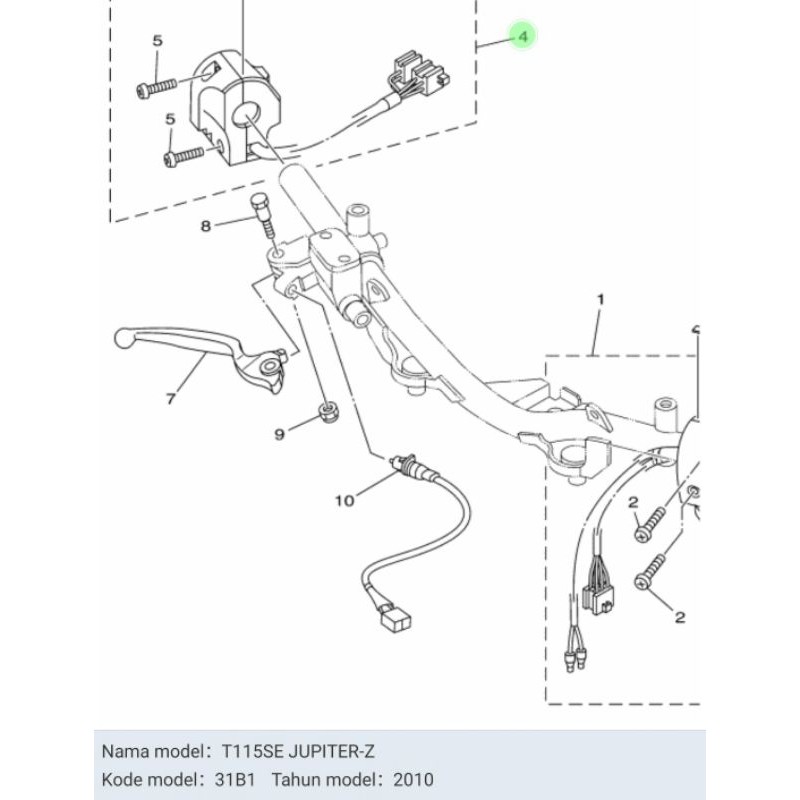 HOLDER SAKLAR KANAN JUPITER Z NEW ASLI ORI YAMAHA 31B H3975 00