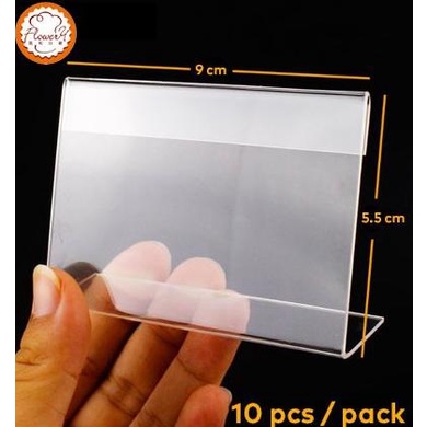 

Office & Stationery | Document Organizer | 10 Pcs Clear Acrylic Display Tag Price Holder Label Nama - 9 X 5.5 Cm | Best Seller