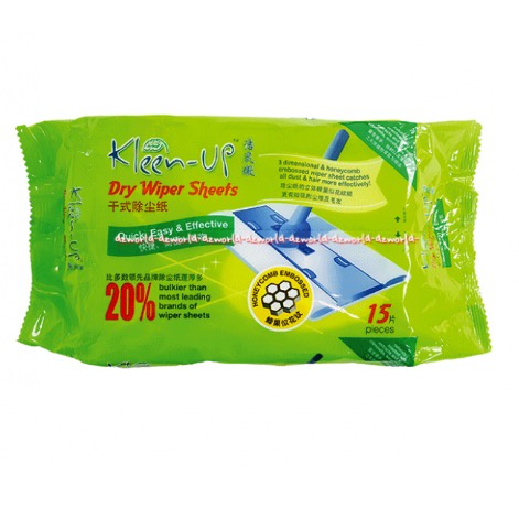 Kleen Up Dry Wiper Sheets Tisu Kering Untuk Pel 15pcs Kleenup Clean Up Kleen-Up Wiper Sheet Tissu Kering Untuk Pel Lantai Floor Mop