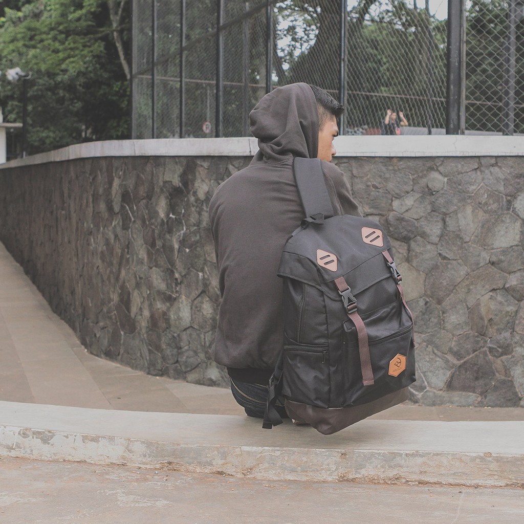 Denver Black | Tas Ransel Punggung Hitam Pria Wanita Cowok Backpack Original Ori | FORIND x Arcio