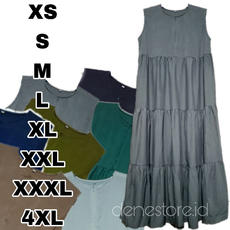 INNER SUSUN SLEEVELESS RAYON IMPORT DALAMAN GAMIS LEKBONG UMPAK RUFFLE REMPEL SUPER JUMBO BIG SIZE L