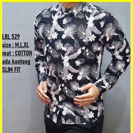 KEMEJA PRIA BATIK LENGAN PANJANG HEM BAHAN KATUN HALUS 40S LBL 529 MEWAH PREMIUM BAJU ELEGANT SIZE M L XL  SKU MS PENDEK JAKARTA PLATINUM