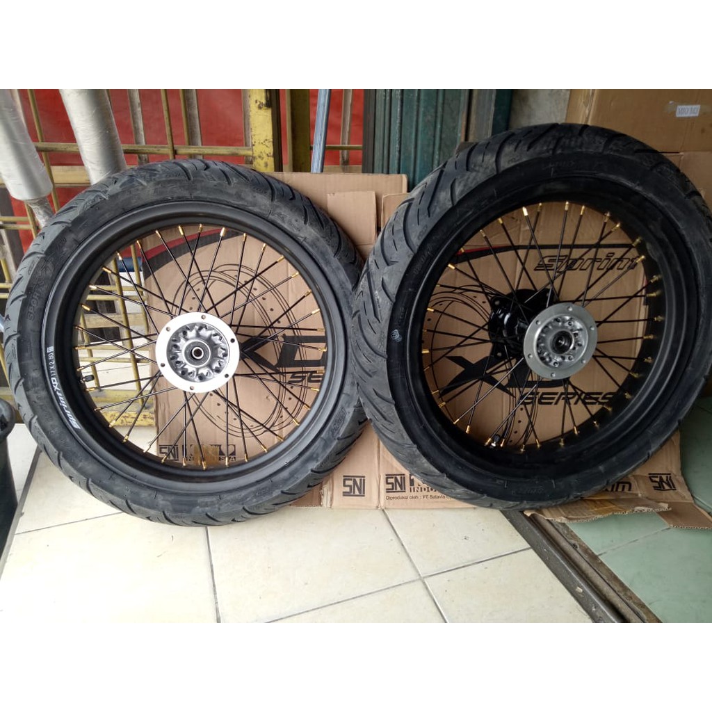 Paketan KLX Supermoto Hitam + Ban 17x300x350