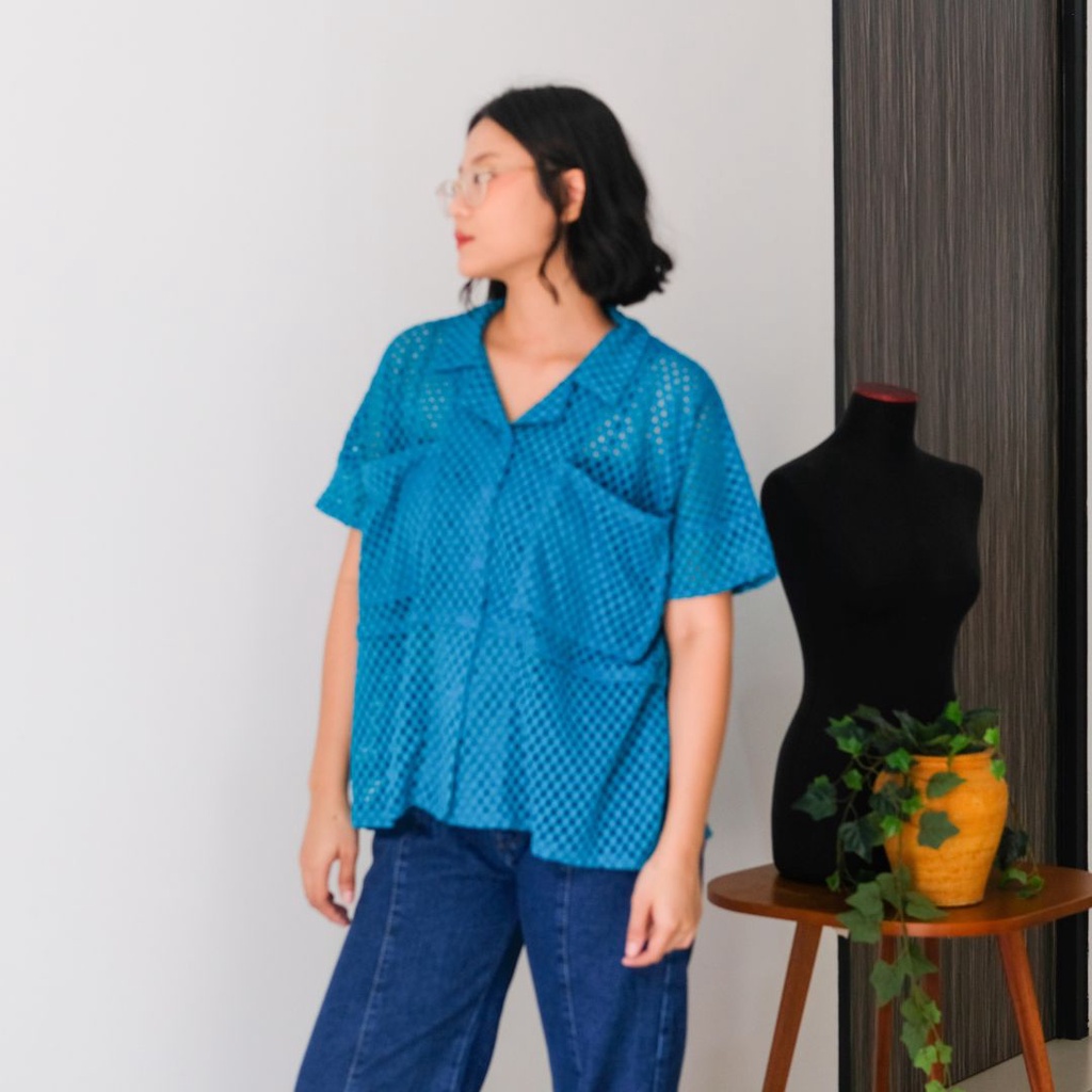 AGNI Yoda Shirt Blue - Shirt (Kemeja) Wanita
