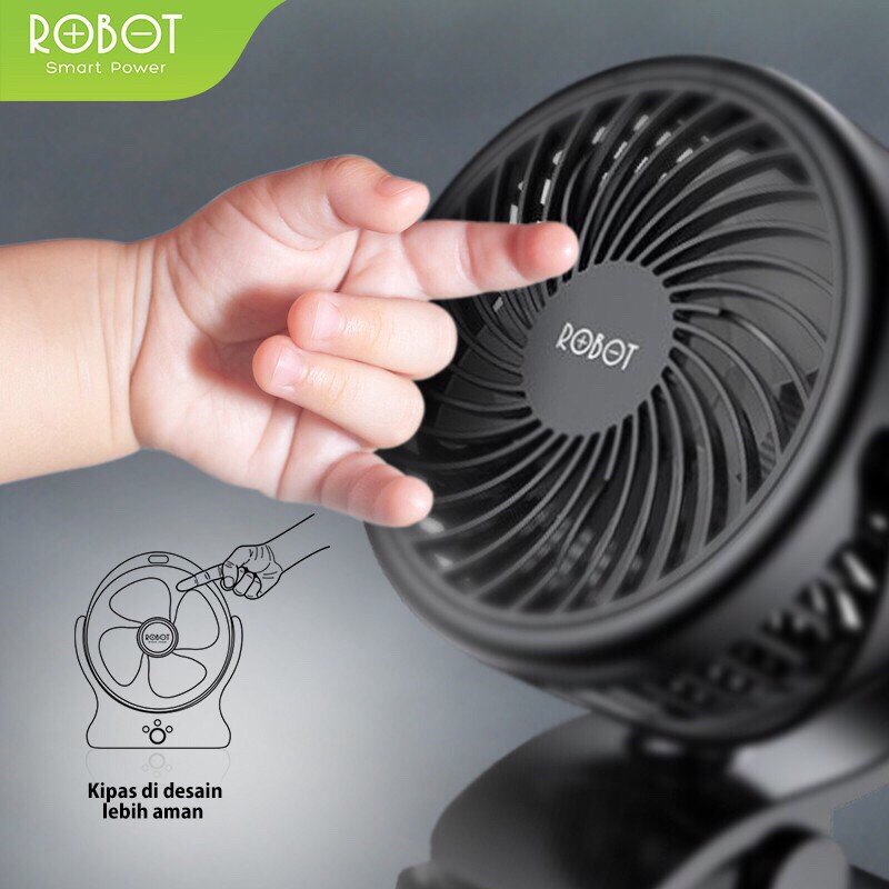 ROBOT  Kipas Angin Kecil / Mini Fan Portable  - RT-BF10 - Garansi Resmi 1 Tahun