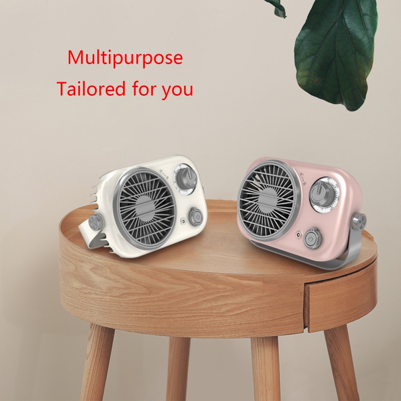 Vivi 1200mah Retro 3gears Adjustable Personal Desk Table Fan Silent Rumah Tangga Kamar Tidur Ruang Tamu Desktop Plafon Kecil