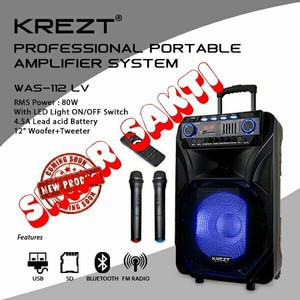 Murah Speaker Portable Wireless Krezt WAS 112 LV ( 12 inch ) Bluetooth