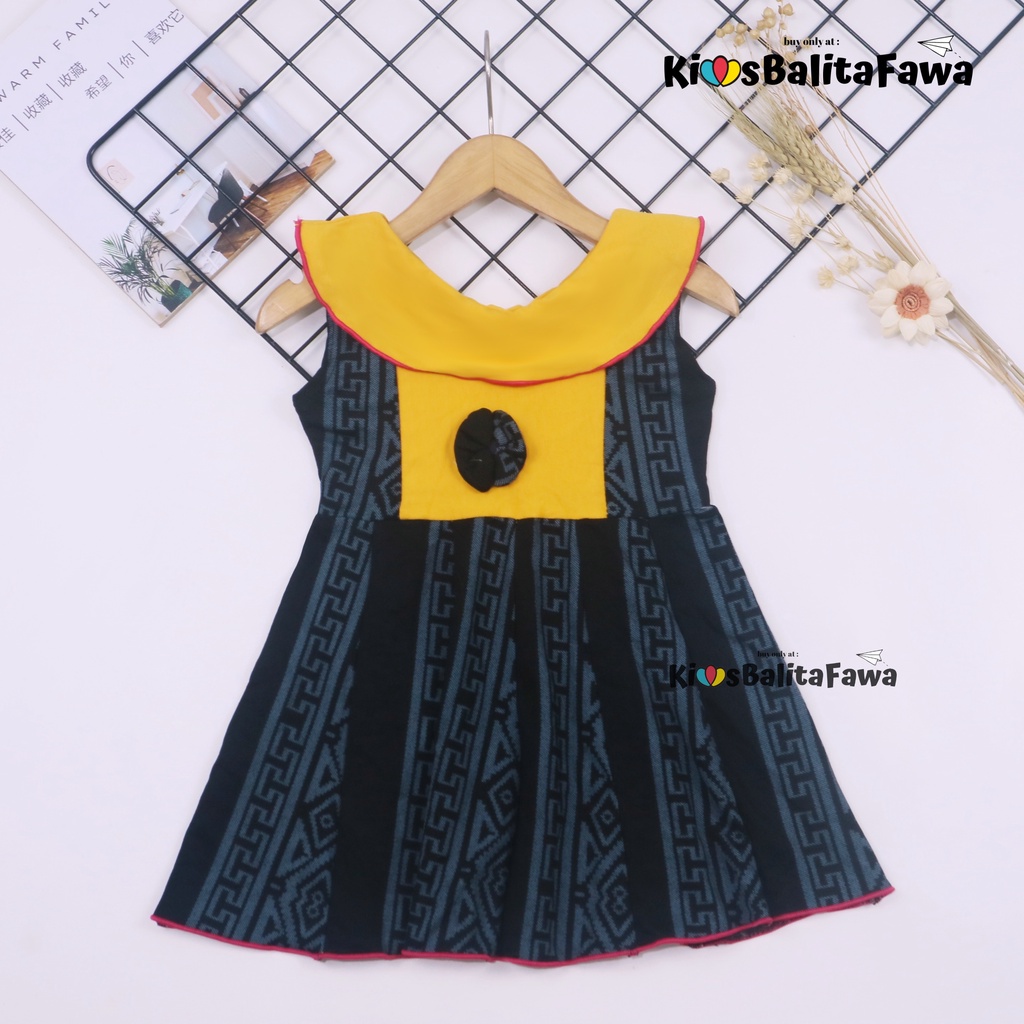 (Batik) Dress Cantika uk 1-2 Tahun / Dres Model Baju Anak Perempuan Pesta Cewek Motif Bunga Modern