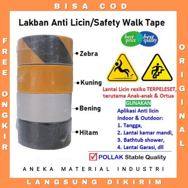 Lakban Anti Slip Pollak Safety Walk Tape Anti Licin Lantai Kamar Mandi Tangga Proteksi Anak Orang Tua - Meteran