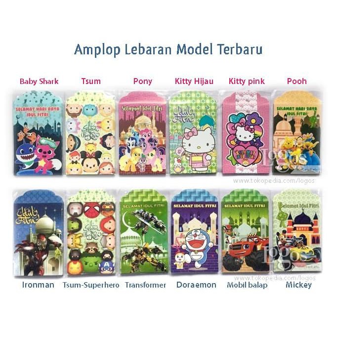 

Amplop Lebaran Karakter isi 10 - Angpao Hari Raya Idul Fitri THR Anak