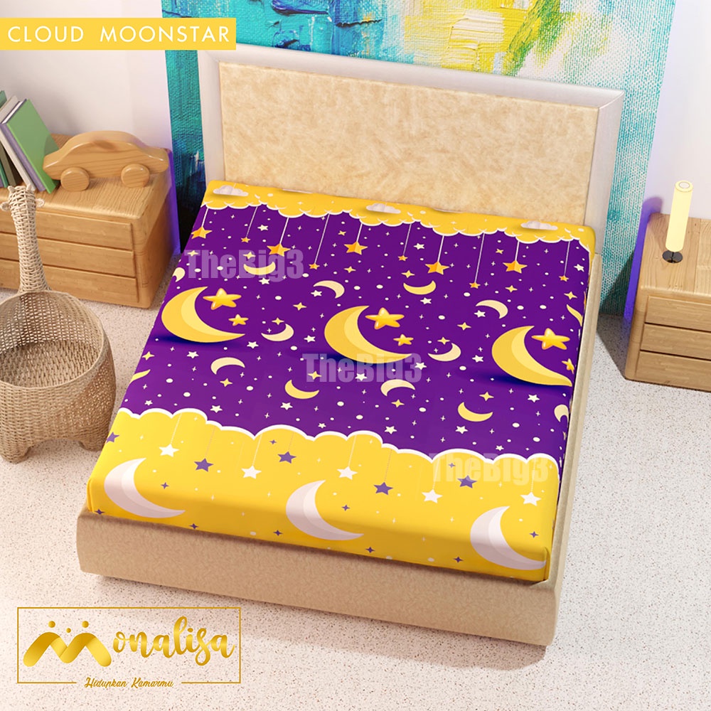 MONALISA Sprei Waterproof 180x200 - anti ompol air water proof Paus Rainbow  Rainbow Dinosaurus Rocket Galaxy180 SP-Cloud Moonstar
