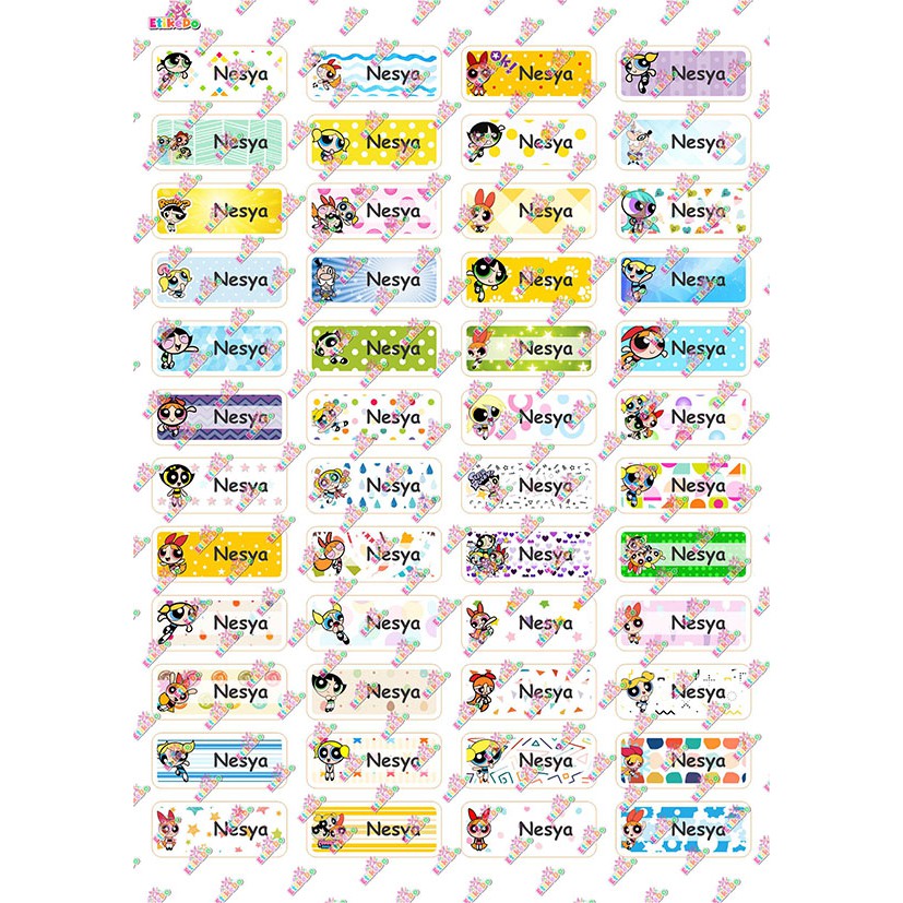 

LABEL NAMA THE POWERPUFF GIRLS 192 STIKER - WATERPROOF - 4 Nama PG1XS4
