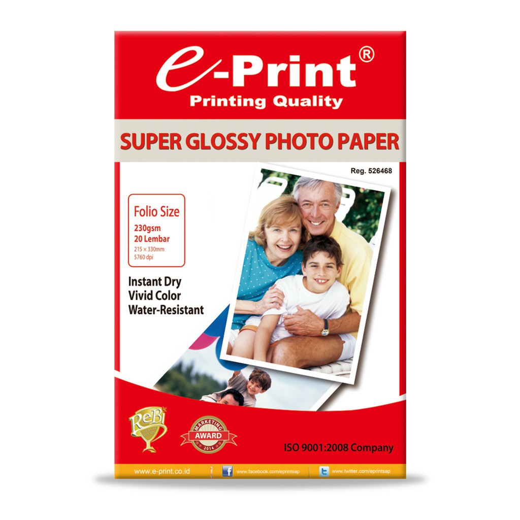 E-print Super Glossy Photo Paper F4 230GSM 20SHT