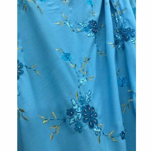 Kain Bordir Satin Sifon Wolfis Meteran Bahan Kaftan Wanita Hijab