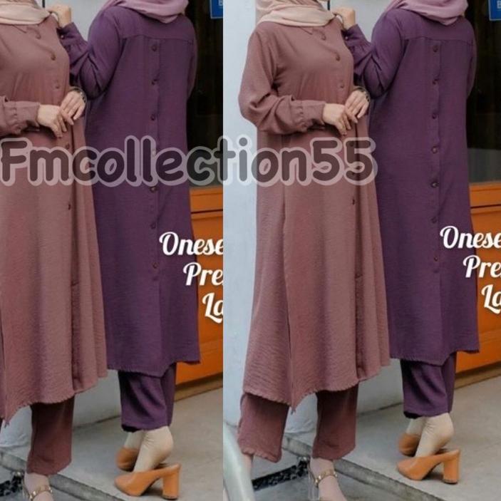 Terlaris Kancing Depan Belakang Long standar LD 110-115 Crinkle / Setelan divya long tunik standar L