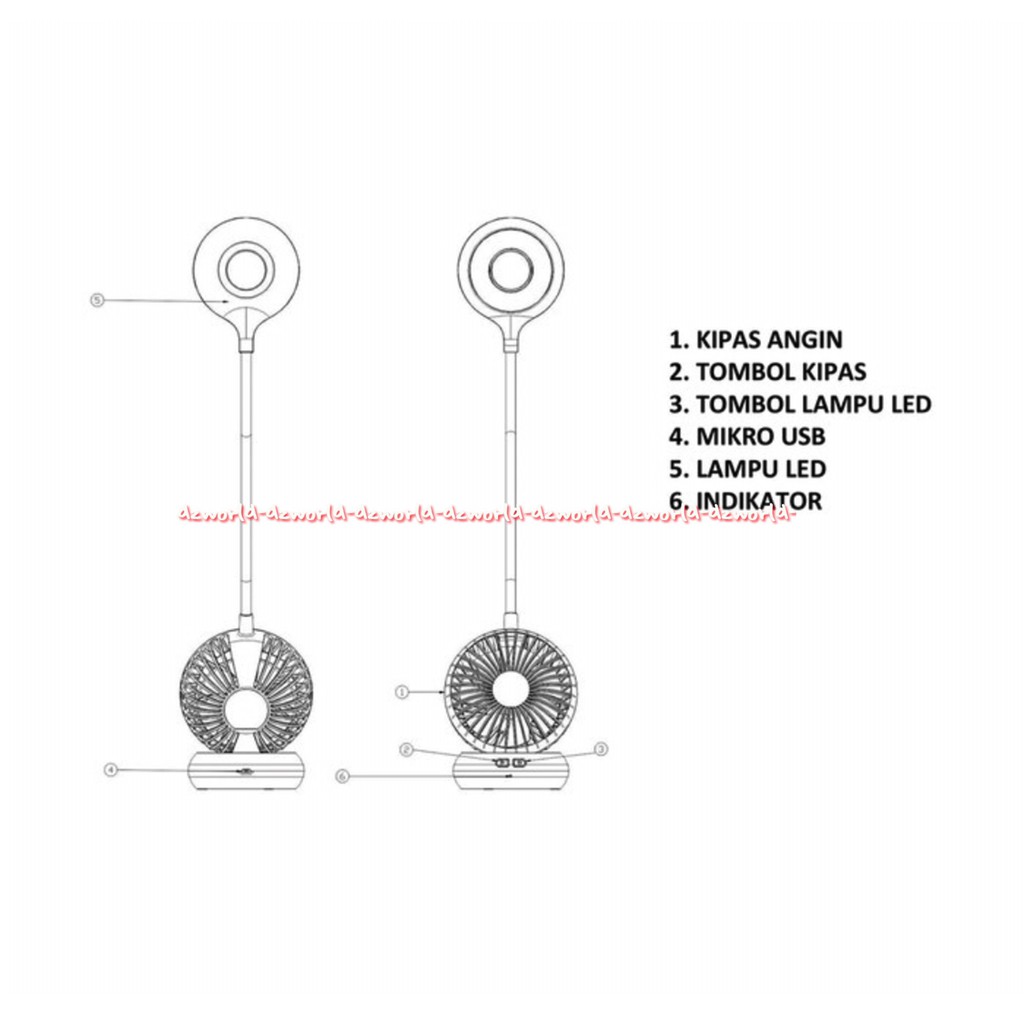 Apa Desk Lamp With Fan White Lampu Meja Kipas Angin Putih 4watt Apadesk