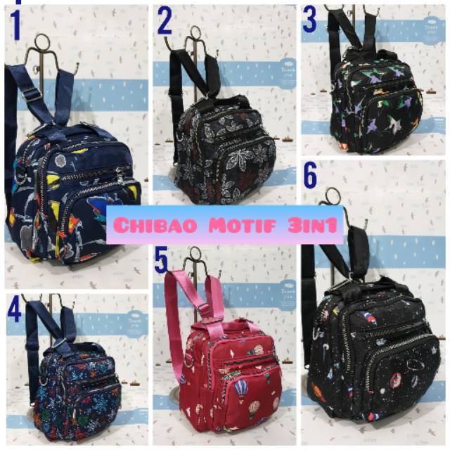 TAS IMPORT CHIBAO MOTIF 3in1 BISA Jinjing/Selempang/Ransel CB813