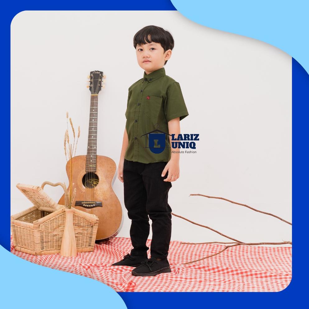 Kameja Baju Hem Anak Laki laki Kemeja Polos Atasan Lengan Pendek Cowok Kids Fashion 1-14 Tahun Warna
