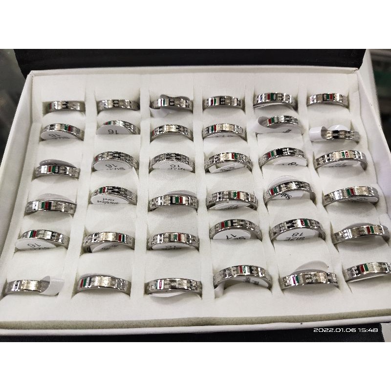 CINCIN TITANIUM MERK GUCCI SILVER grosir isi 36pcs