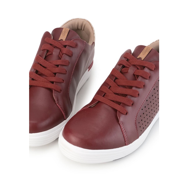 SEPATU SNEAKER KULIT OBERMAIN WANITA ORIGINAL CASUAL MERAH MAROON OW04