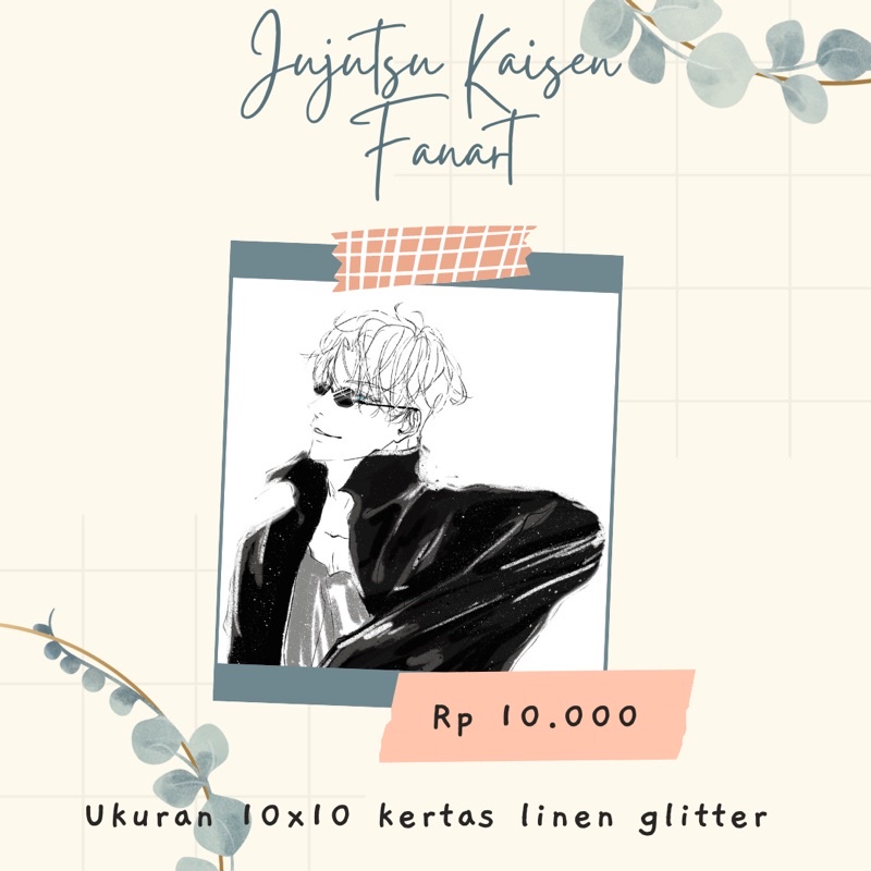 

Gojo Satoru FANART 10x10 Kertas Linen Glitter 190gr