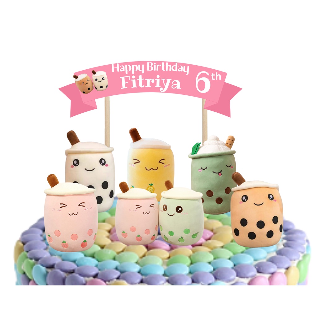 

topper cake boba / bantal boba /hiasan kue happy birthday