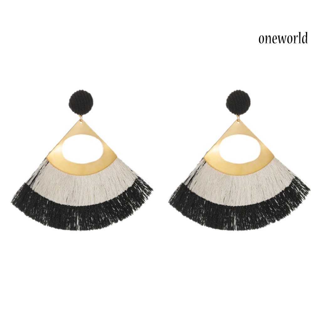 OW@ 1 Pair Decorative Earrings Jewelry Bohemian Scalloped Tassel Drop Earrings for Daily Life