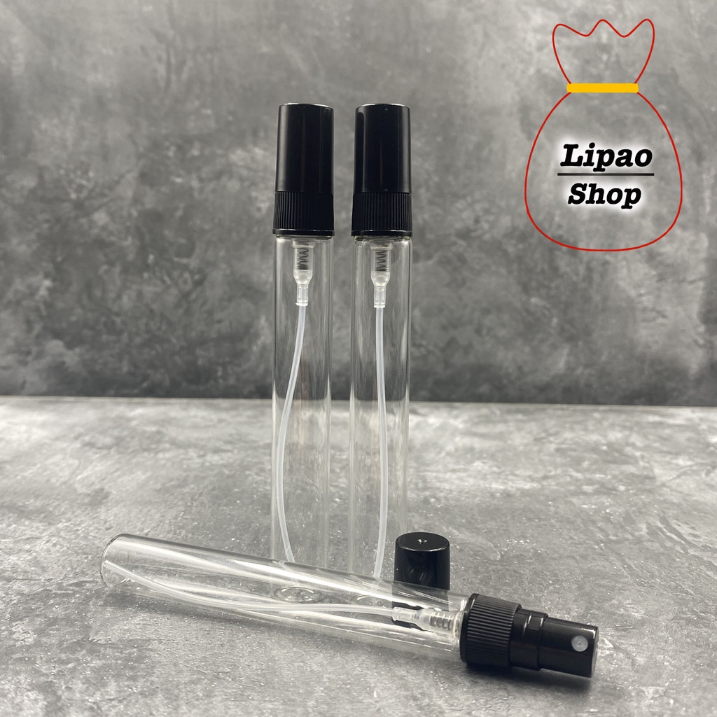 Botol Spray Kaca 10ml Parfum Vial Refillable Travel Size Parfum Tutup HITAM - Atomizer Decant