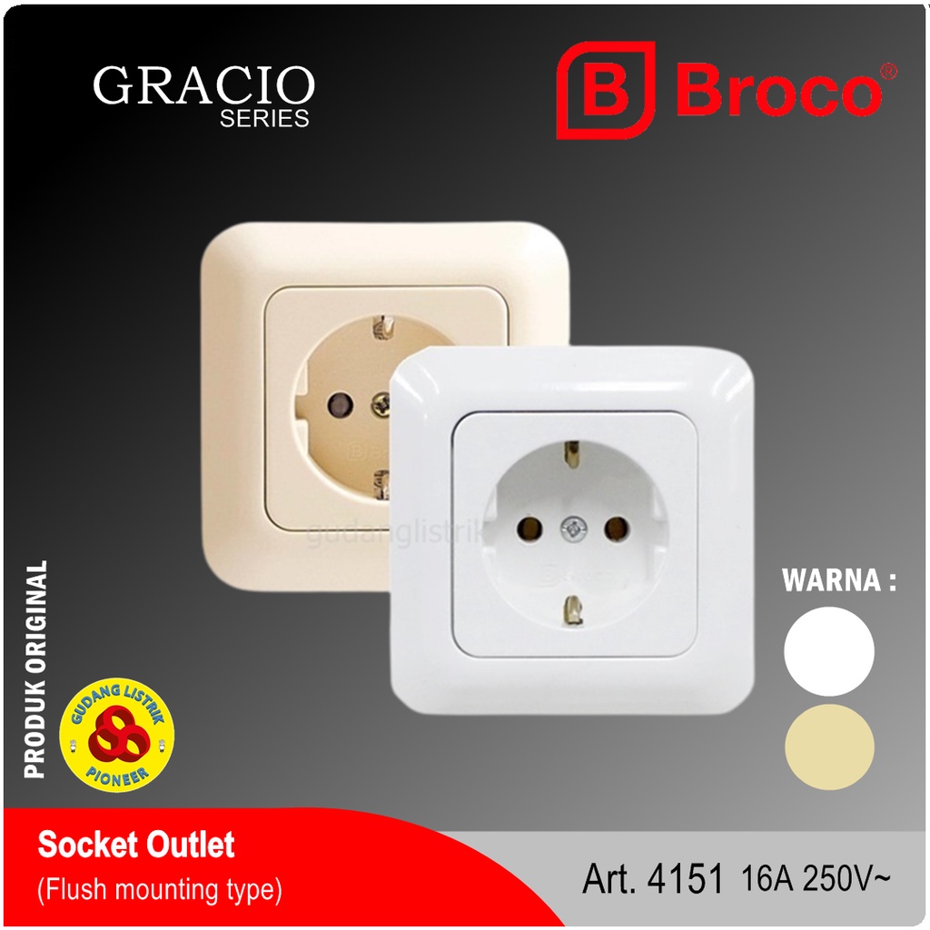 GRACIO STOP KONTAK 4151 CREAM BROCO