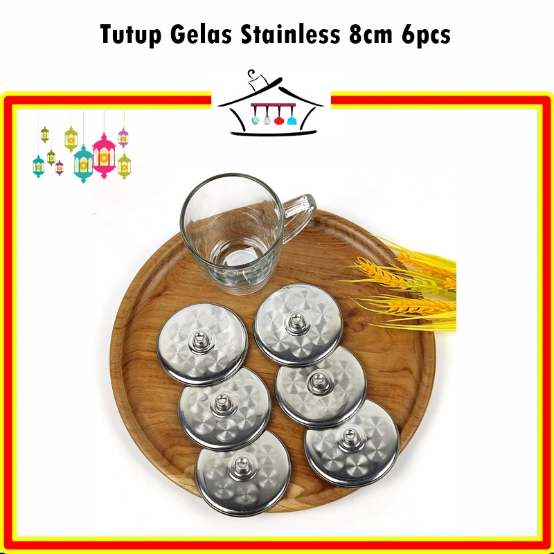 Tutup Gelas Stainless 8cm 6pcs/9cm 3pcs/10cm 2pcs