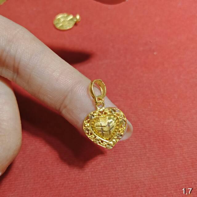 24K Mainan Liontin kalung anak dan dewasa emas asli 0,5 0.5 setengah 1 satu g gr gram love Allah salib kubah