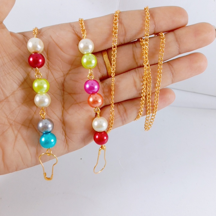 Kalung Masker Pelangi Rantai Kalung Strap Masker Mutiara Korea gantungan masker manik mutiara warni