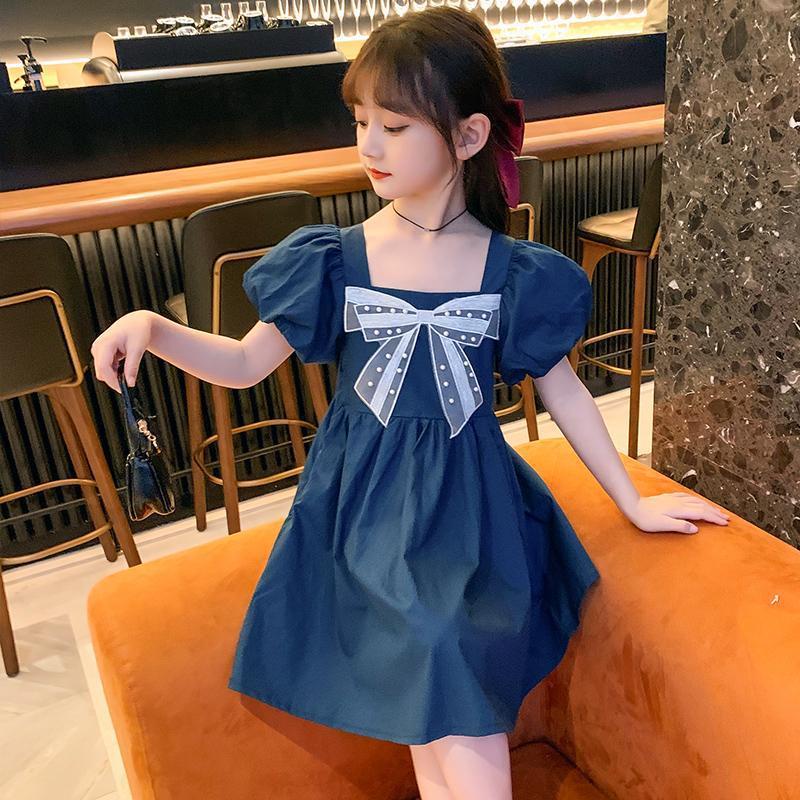 Meonky Official Shop Mantul Sale Baju Anak Cewek Korea Lengan Pendek Motif Dress Pita Renda Untuk anak usia sampai 6 Tahun Ke atas Simple dan Elegan ( G - 14 )-4