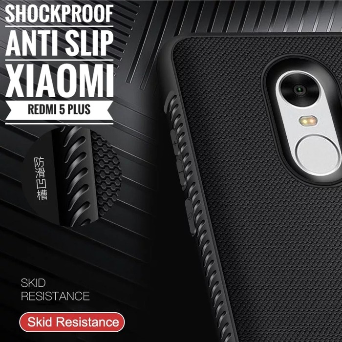 Xiaomi Redmi 5 Plus 5  Case Shockproof Anti Slip Slim Black Matte - Hitam