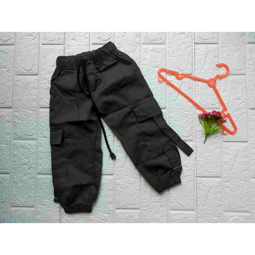 celana panjang joger cargo anak perempuan usia 1-13 tahun katun drill
