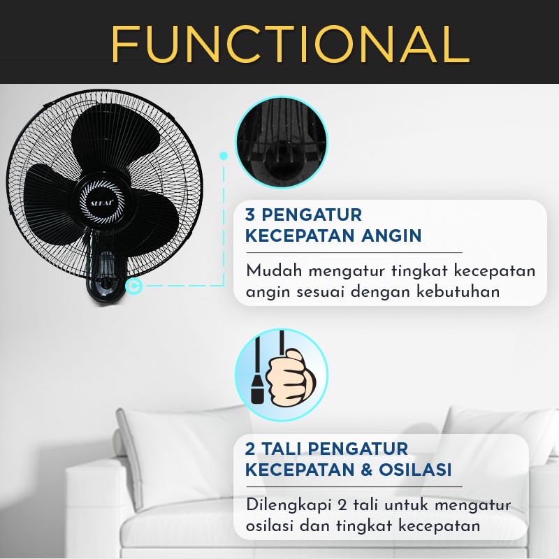 SEKAI WFN 1626 1627 WALL FAN KIPAS ANGIN DINDING 16 INCH  SEKAI Kipas Angin Dinding WFN 1626 1627