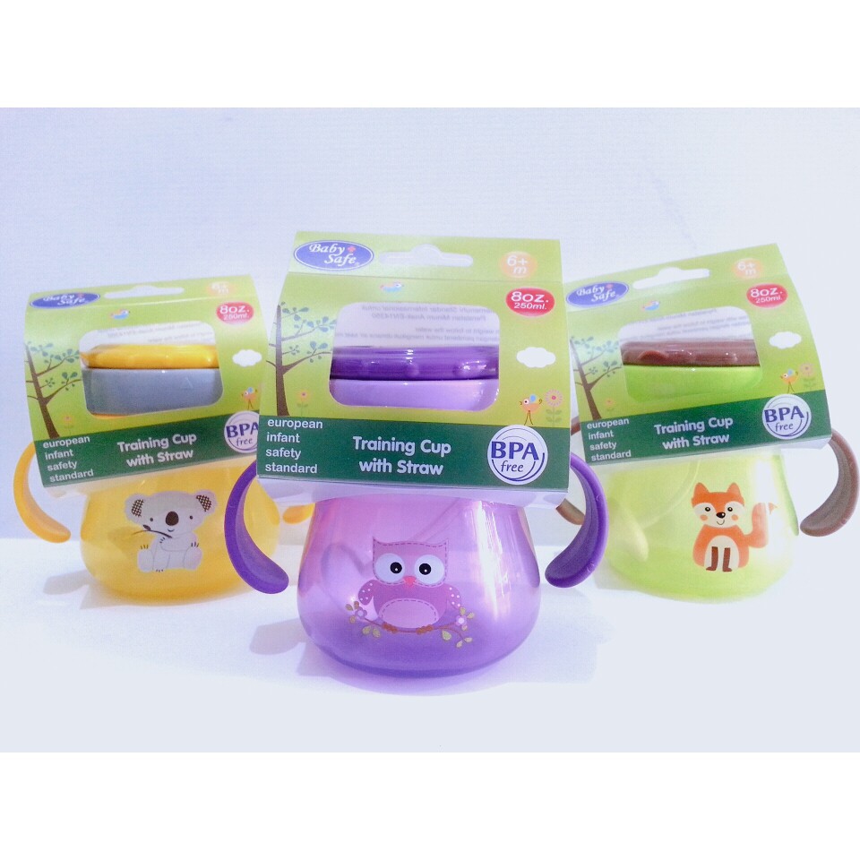 Baby Safe JP019 Training Cup With Weighted Straw 250ml / Gelas Sedotan dengan Pemberat