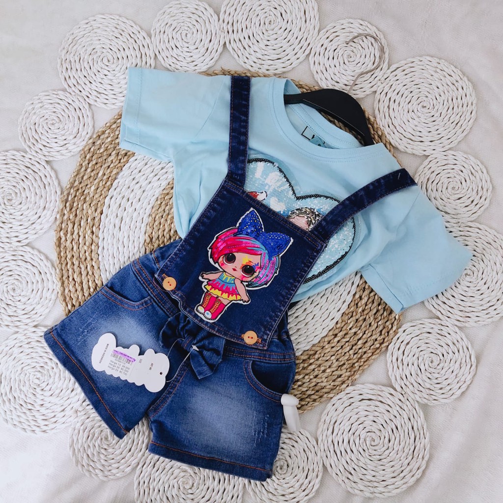 Overall LED Jeans Anak Perempuan + Baju anak permpuan kekinian