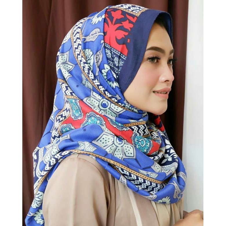 ITSFRIDAY Fiona Scarf - Premium Pashmina Shawl Selendang Syal Pasmina Hijab Import Motif Pattern Aestetic Blue