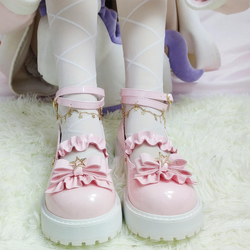 Sepatu Lolita yang indah JK patent kulit asli Lolita Putri tebal bawah putri Jepang gadis seragam mu