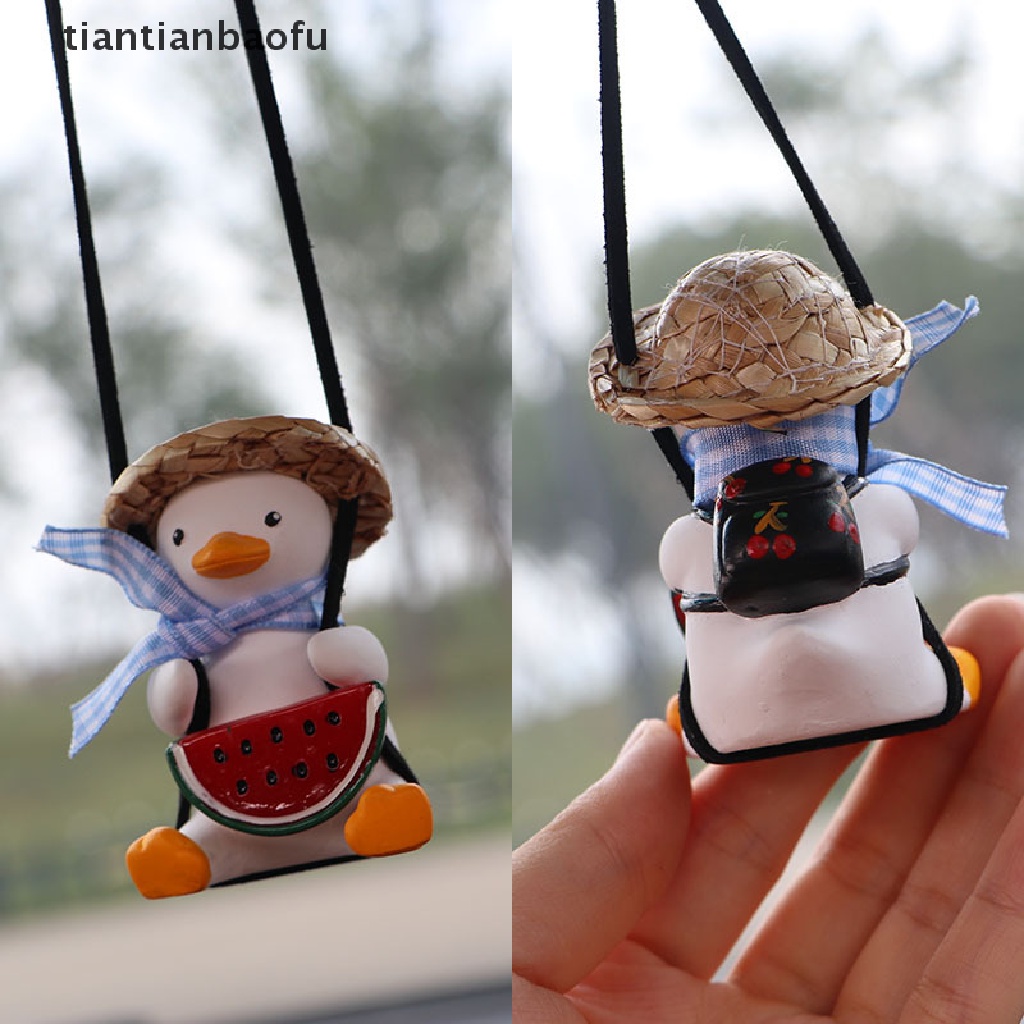 [tiantianbaofu] Car Pendant Cute Anime Little Duck Swing Auto Rearview Mirror Hanging Ornaments Boutique