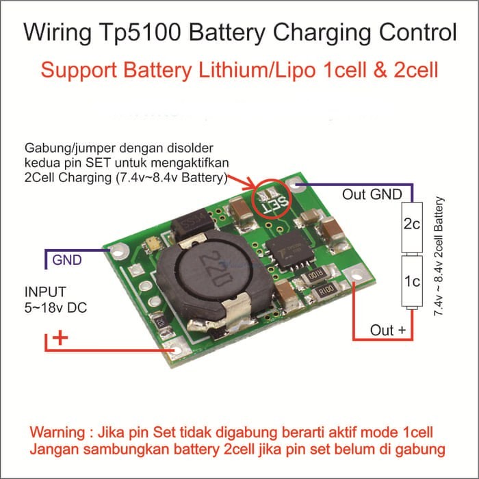 TP5100 1cell 2cell 7.4v 8.4v Lithium Lipo Battery Charging Controller