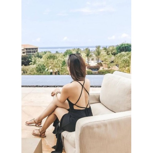 Savana Beachwear - INDIA MAXI Dress belah hitam polos backless dress bali wanita outfit pantai